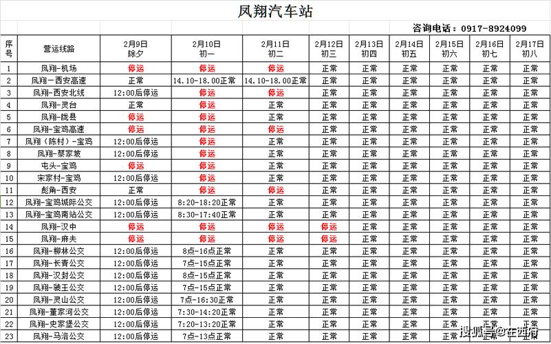 宝鸡汽车站时刻表